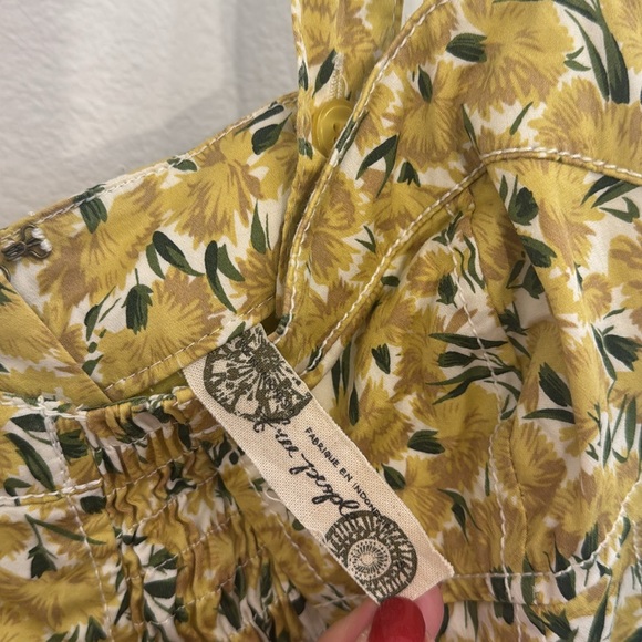 FREE PEOPLE Dandelion Yellow Mini Dress With Pockets Sleeveless Size Small - Picture 8 of 9